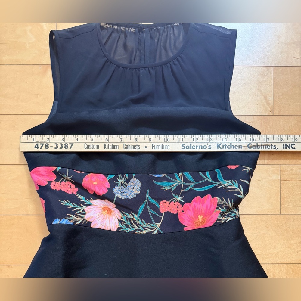 Kate Spade New York Blossom Mikado Midi Dress Striped Floral Print- Black - Sz 2 - Picture 7 of 12